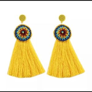 Yellow tassel earrings